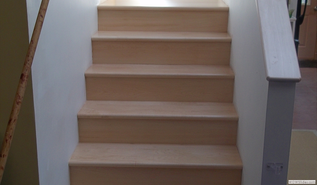 Installation Of Maple Stairwall Sand & Refinished 3 Coats Waterbase