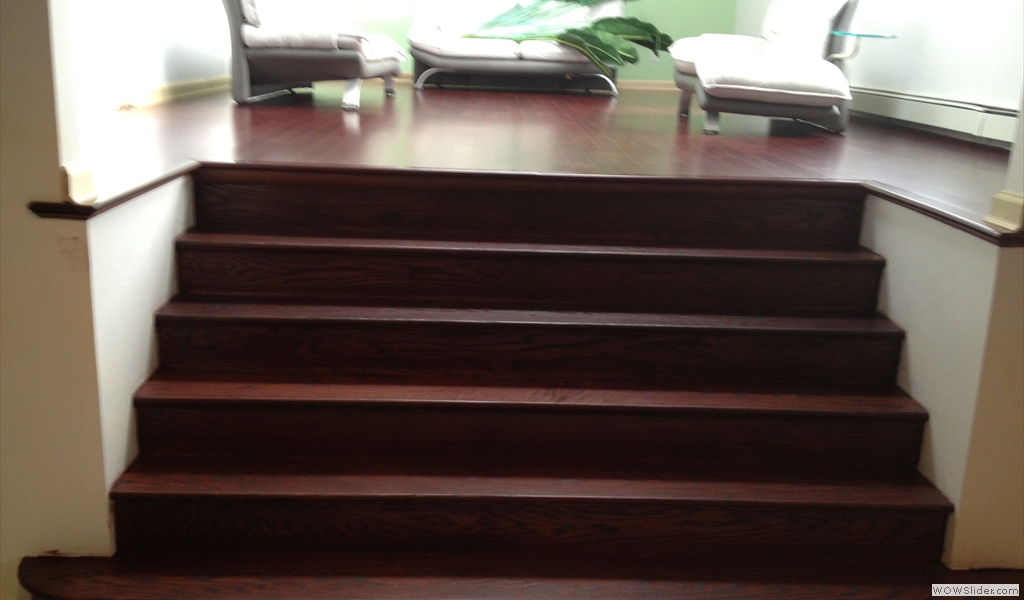 Installation Of Prefinished Bamboo & Sand & Refinishing Of Staircase To Match